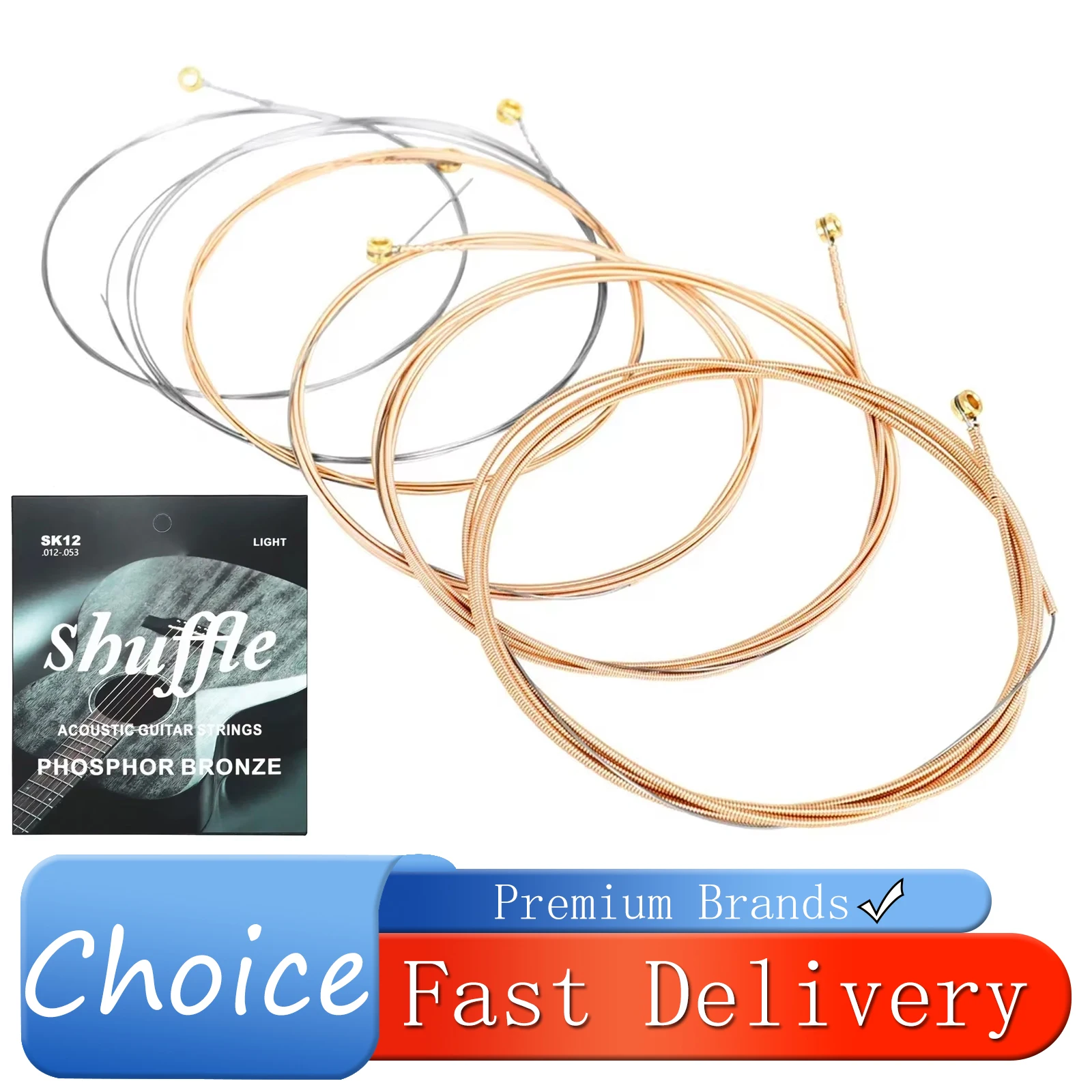 Shuffle SK12 Acoustic Guitar Strings Hexagonal Alloy Phosphor Bronze Coating 6-String Folk Guitar Strings Guitarra Accessories