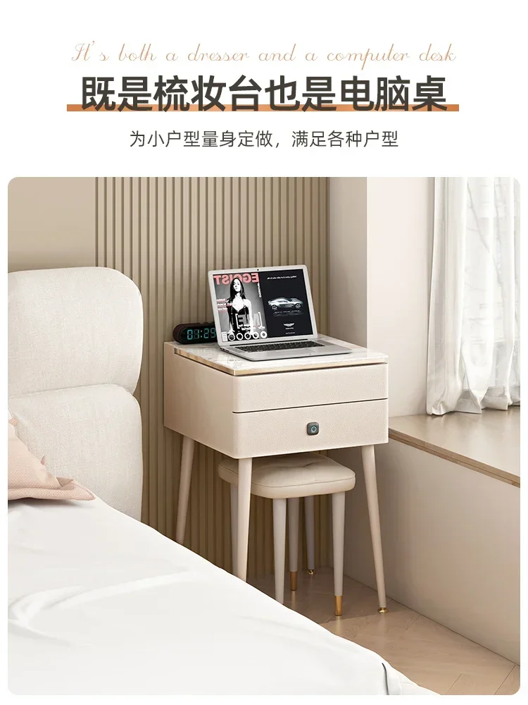 Bedroom single mini dresser mirror foldable minimalist bedside small slate dresser with lock 50cm narrow