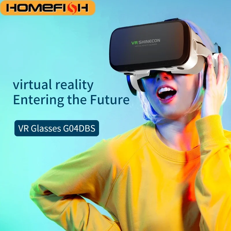 

Очки 3D VR HOMEFISH G04BS с Bluetooth-наушниками 110 ° Экран IMAX FOV 1000 дюймов | Гарнитура виртуальной реальности для смартфонов