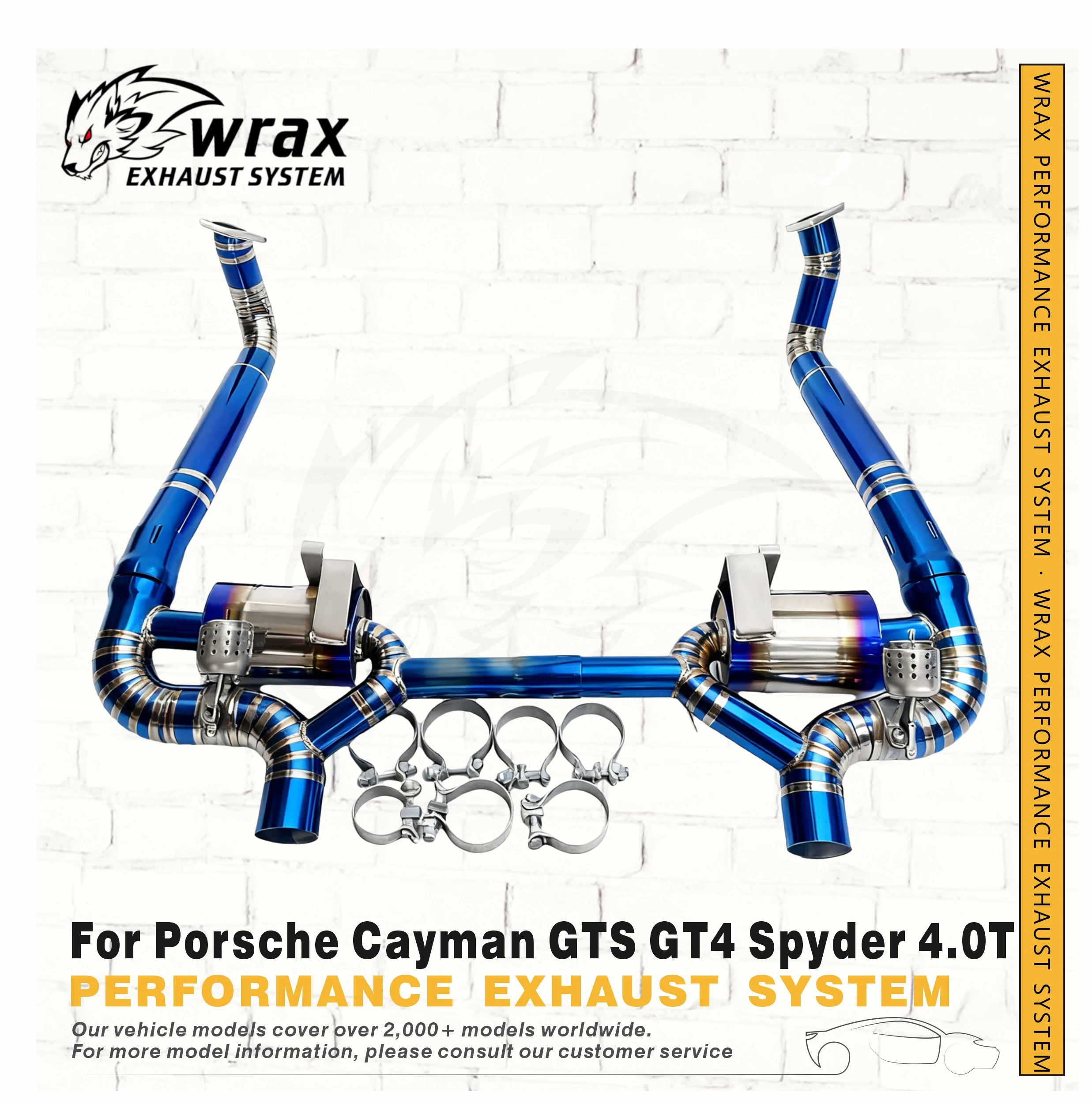 

Upgrade to a Sports Exhaust System WRAX for Porsche Cayman GTS GT4 Spyder 4.0T Titanium Valve Catback Boost Vehicle Performance
