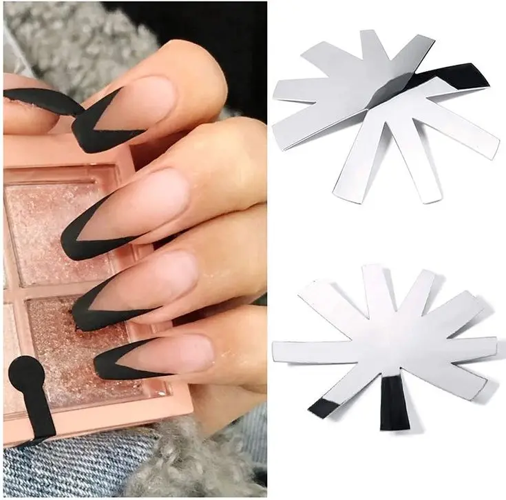 Nail Cutter Plate French Style V-Shape Stainless Steel 1pc French Nail Art Edge Trimmer Cut U Shape Manicure Tools For Nails #（*