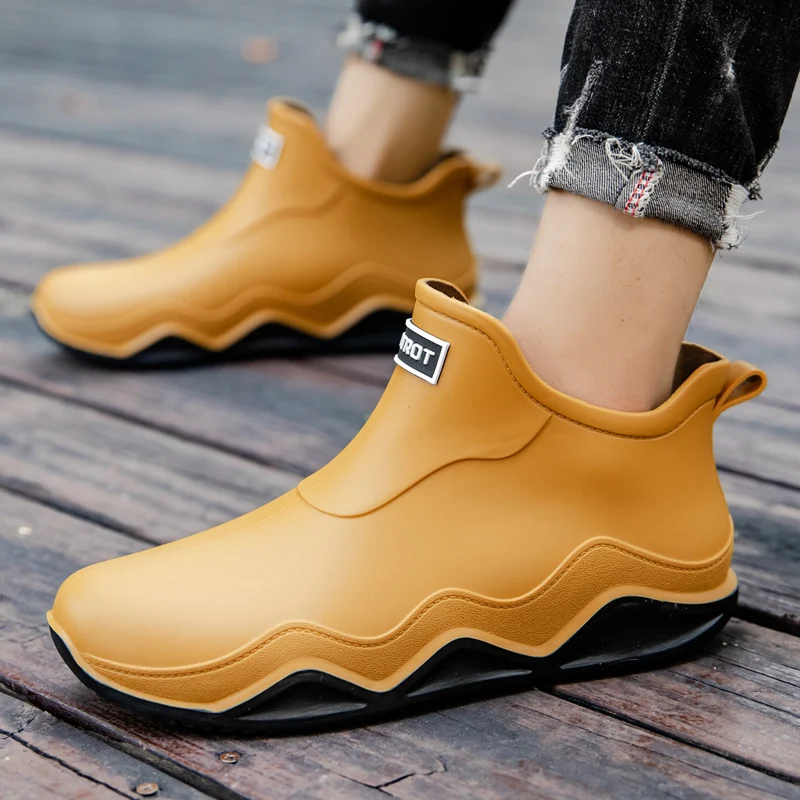 Waterproof Rain Shoes Women Men Water Shoes Oil Proof Non-Slip Outdoor Men Boots Solid PU Low Top Rain Boots Size 36-44