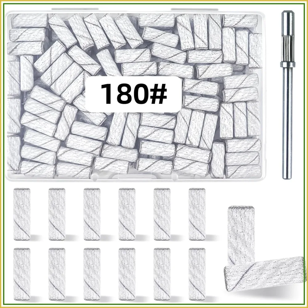 

100 Pcs 180 Grit White Small Sanding Bands for Nail Drill Bits, Extreme Fine Grit Mini Sanding Band, Upgrade 3.1mm Mandrel Bits, Professional Nail Drill Bit for Acrylic Nails