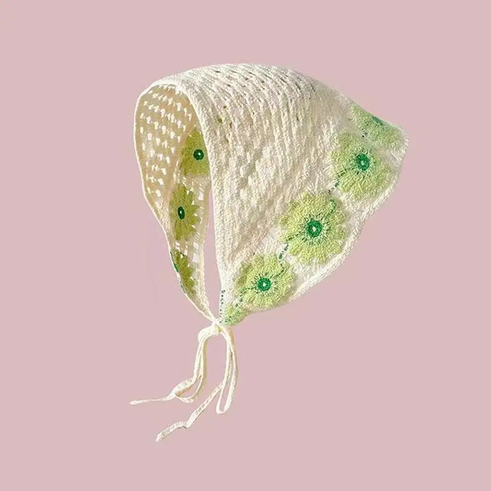 Fashion Cute Headscarf Japanese Retro Weaving Hollow Triangle Scarf Wide Knitting Headbands Women