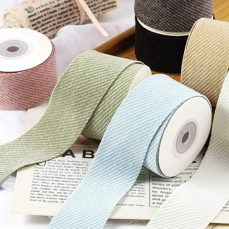 5yards Corduroy Twill Ribbon 2.5/3.8cm Solid Color Ribbon for DIY Hair Bows Clothing Sewing Supplies Gift Wrapping Accessories