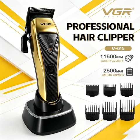 VGR maquina cortar cabelo profissional Máquina de cortar cabelo Profissional Aparador de cabelo Elétrico Máquina de corte de cabelo Motor vetorial Corte de cabelo 9.000 rpm Máquina de cortar cabelo para homens V-015