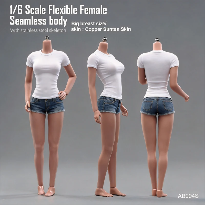 

AB001 1/6 Flexible Seamless Body Big Breast Pale Suntan Skin Stainless Stell Skeleton 12'' Female Action Figure Model