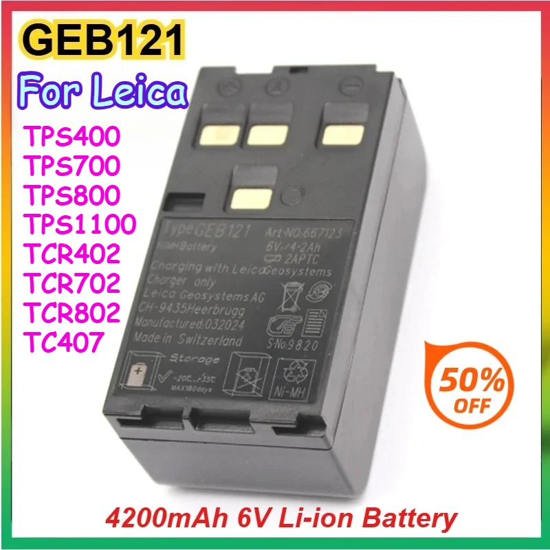 

4200mAh GEB121 Li-ion Battery Total Station for Leica TPS400 TPS700 TPS800 TPS1100 TCR402 TCR702 TCR802 TC407 Total Station