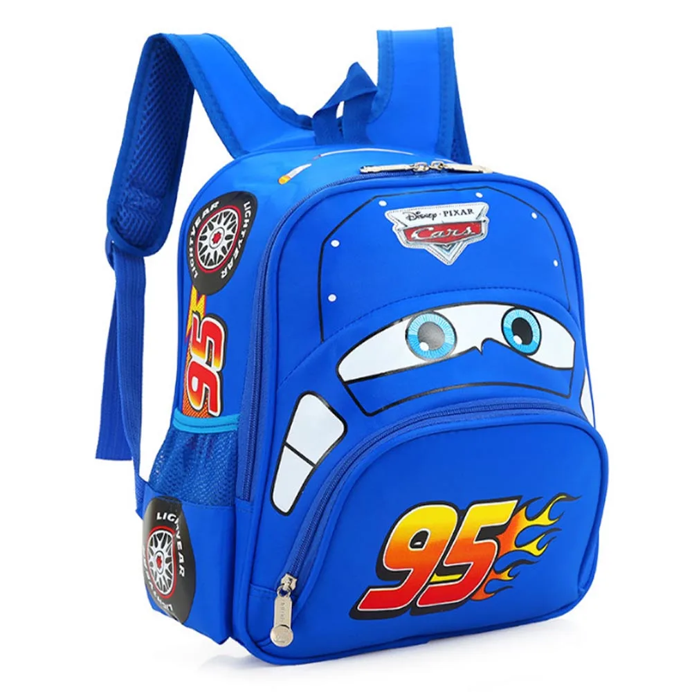 Disney Cars Lightning Mcquee Schoolbag Pixar Cute Cartoon Car Children\'S Nylon Waterproof Three-Dimensional Schoolbag Mommy Bag