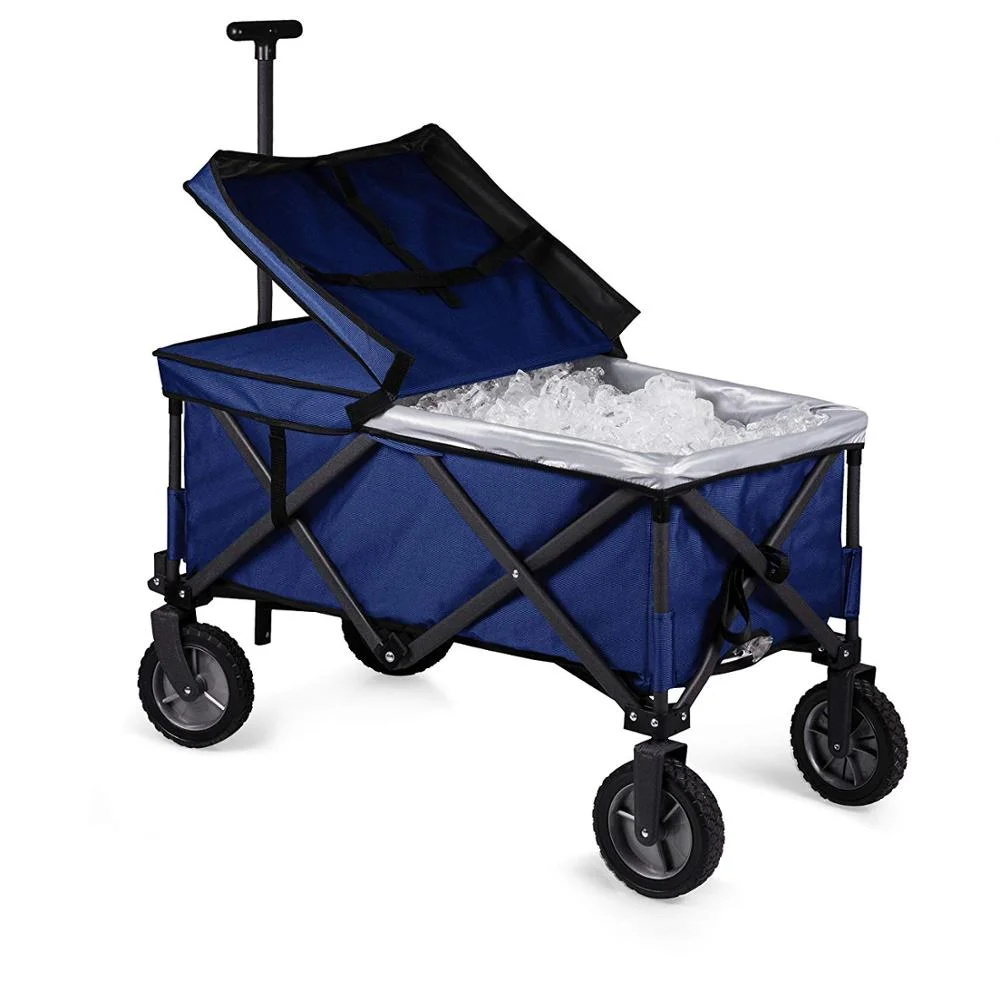 

Camping Trolley Folding Carts with Extension Handle Foldable Outdoor Wagon