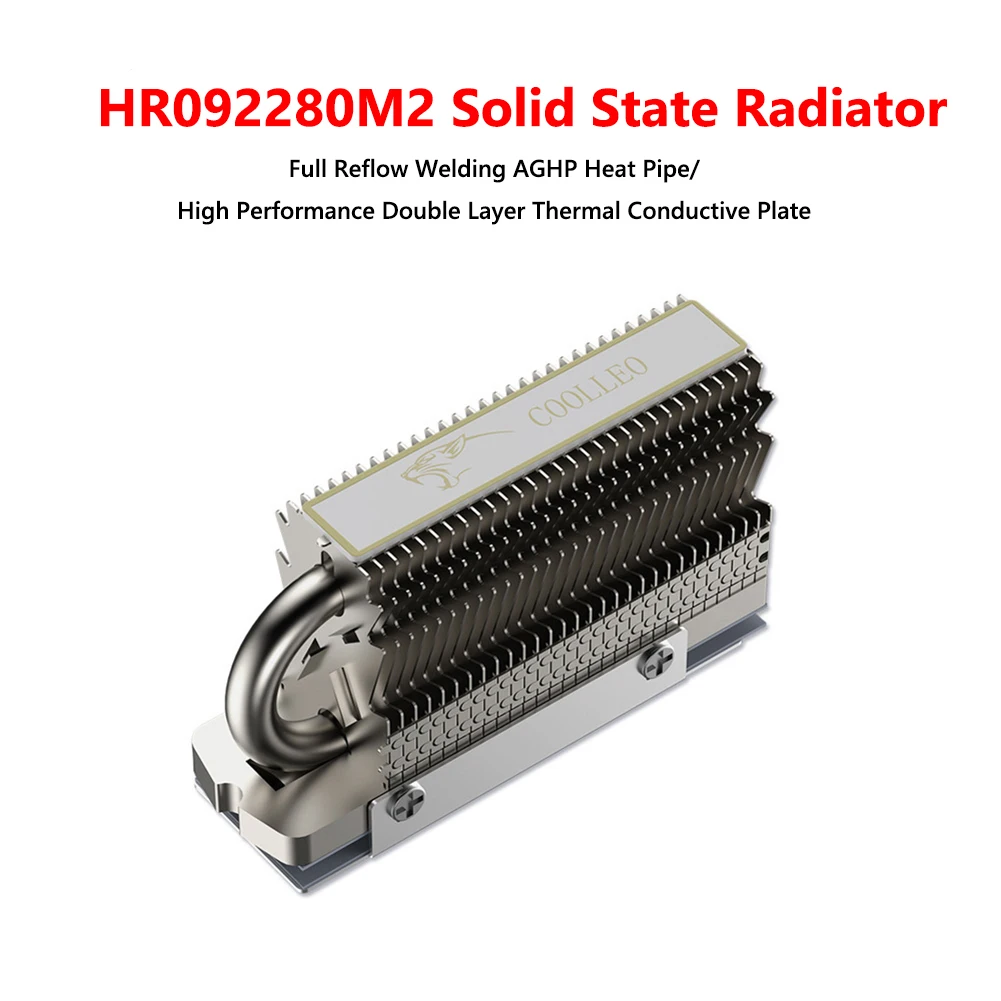 HR-10 2280 Solid State Drive Cooler 6mm Heat Pipe Vest For PCI-E M.2 SSD Heat Sink 2280 SSD Heat Dissipation Radiator SSD Cooler