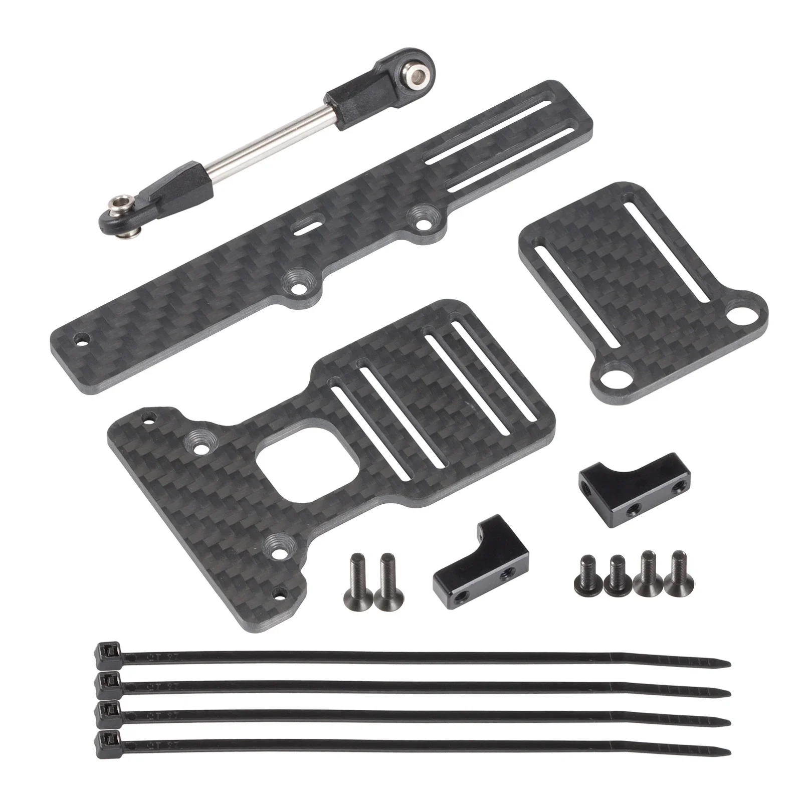 ESC Battery Servo on Axle Carbon Mount Plate LCG Upgrade Kit for 1/10 Axial Vanquish Capra Portal Axle