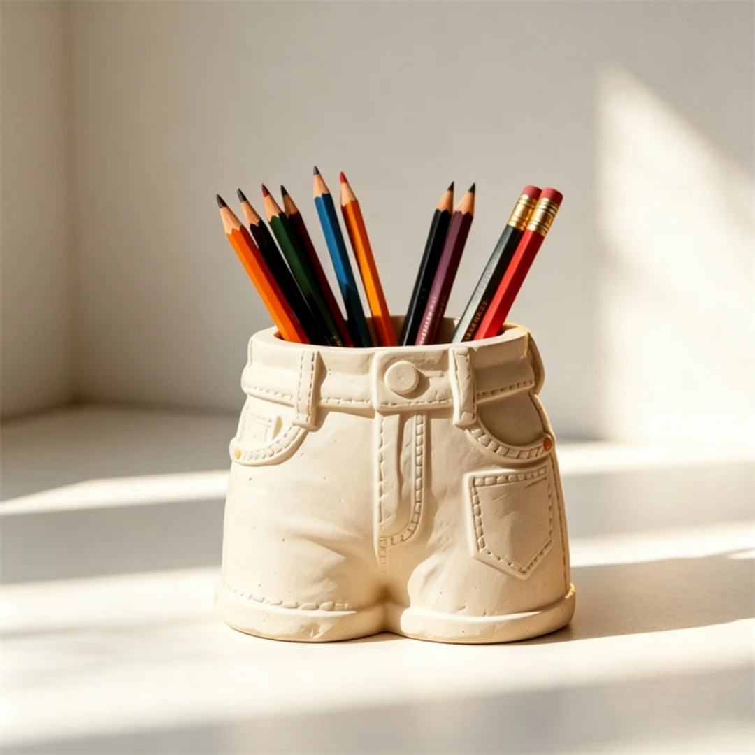 Denim Shorts Cement Gypsum Cup Silicone Mold DIY Plaster Succulent Planter Pen Holder Mold Candle Holder Home Desktop Decor