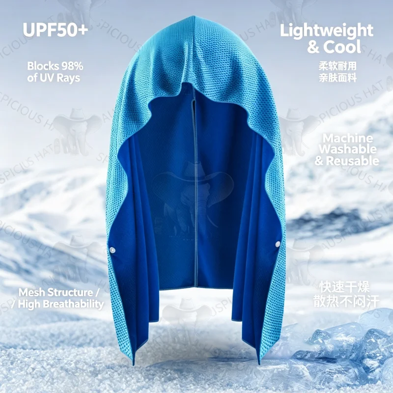 1/2 Pcs Cool and Cool Shawl Black Technology Fiber Ultra Fine Sunscreen Headscarf Breathable and UV Resistant Small Shawl