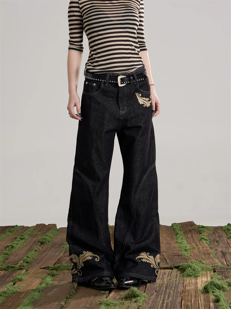 

Джинсы Onlpp в американском ретро-стиле с вышивкой, расклешенные, унисекс, весенние, новые, универсальные, облегающие, с широкими штанинами, длинные брюки, женские джинсы