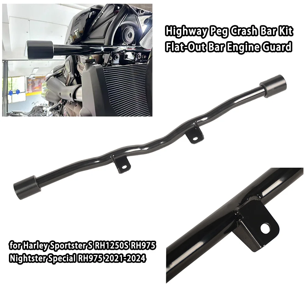 

Highway Peg Crash Bar Kit Flat-Out Bar Engine Guard for Harley Sportster S RH1250S RH975 Nightster Special RH975 2021-2024