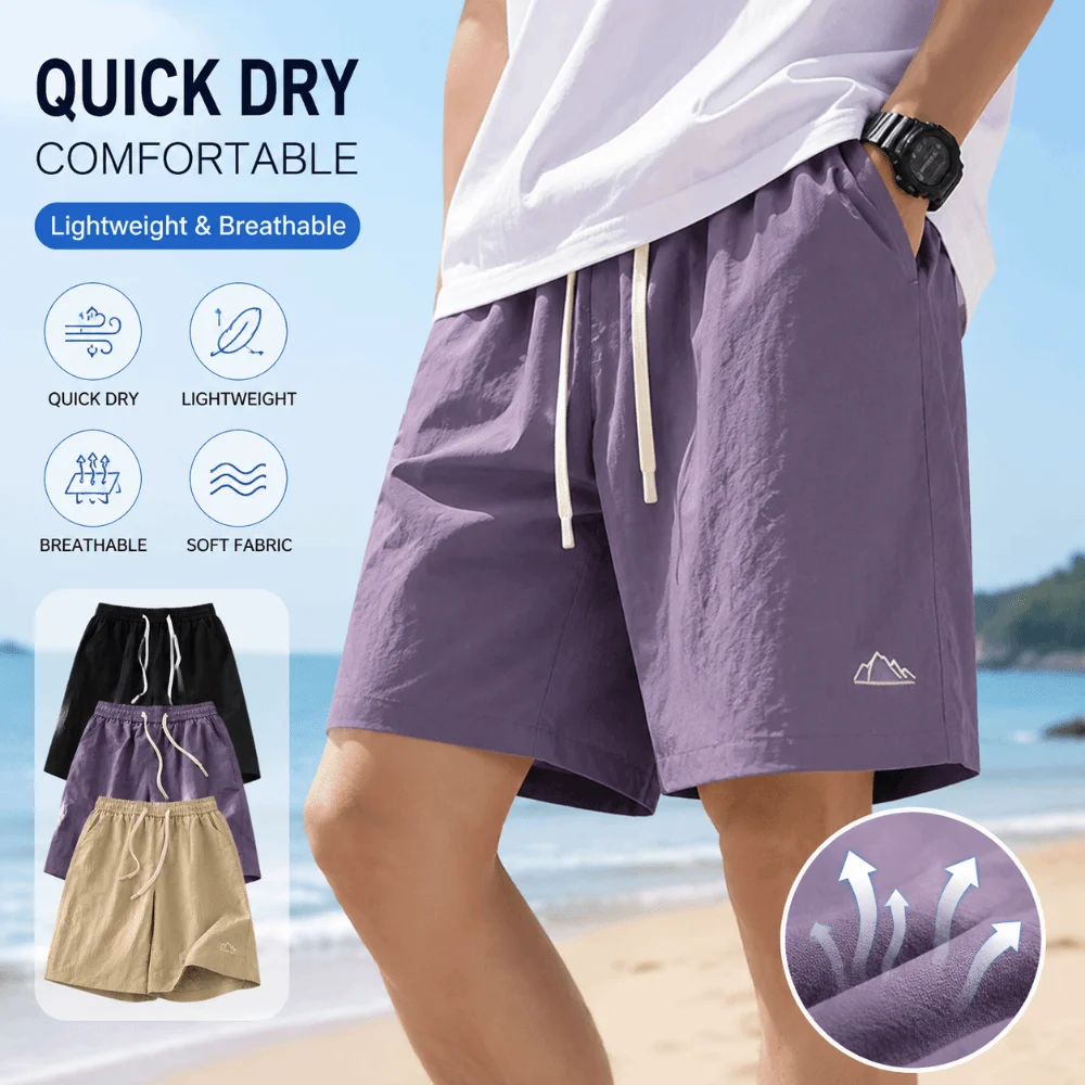 Ice Silk Fabric Sports Running Shorts Ultra-Thin Material Five-Quarter Length Quick Dry Shorts Polyester Fiber Elastic Waistband