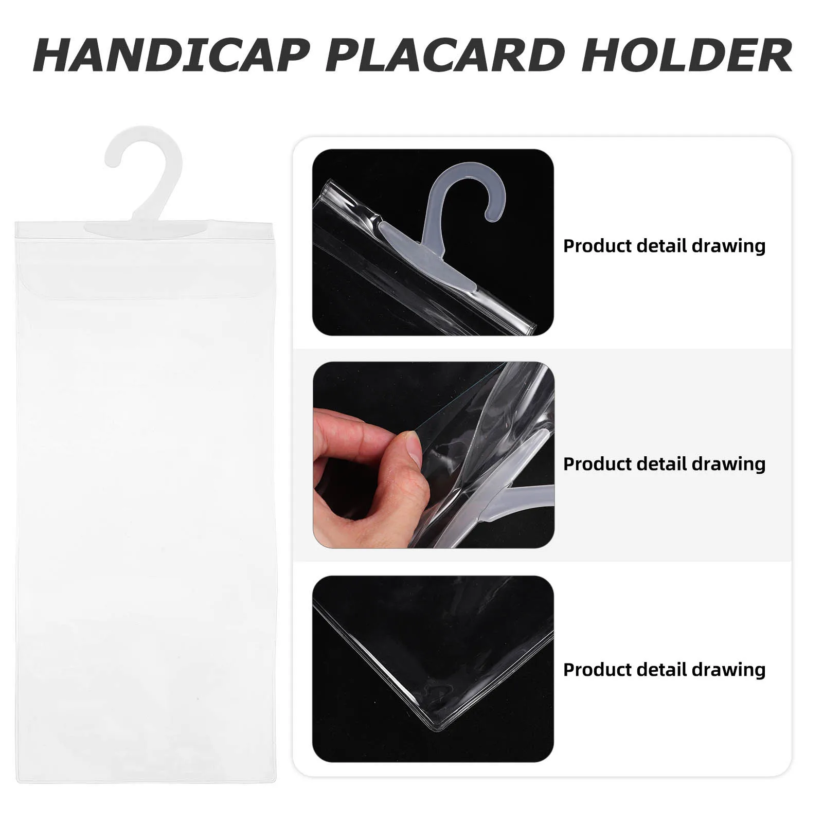 

2pcs Parking Sign Display Case Clear PVC Handicap Placard Holder Large Capacity Storage Bag for Disabled Car Parking Permit Hook