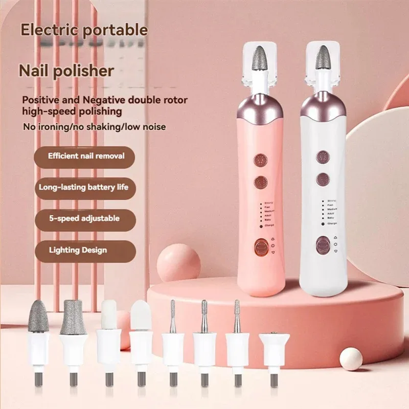 

8-in-1 Cordless Nail Drill Pro - Silent Electric Manicure Kit , Rechargeable for Home/Salon Use