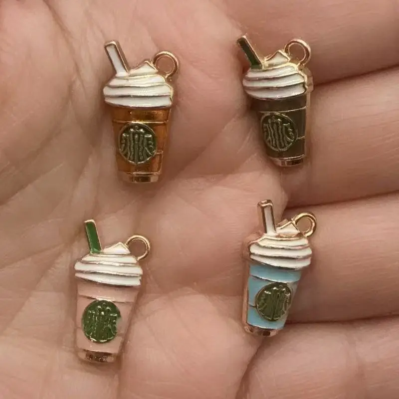 10pcs alloy drip oil beverage bottle pendant, DIY jewelry making earrings, keychain accessories