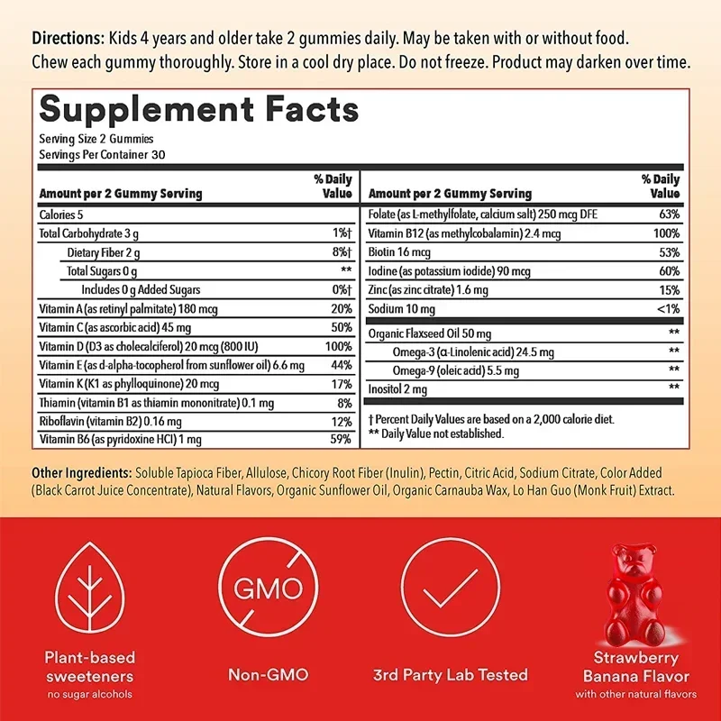 Kids Multivitamins Gummies - Support Children's Development, Provides Energy, Supports Brain, Eye & Overall Healthy Development