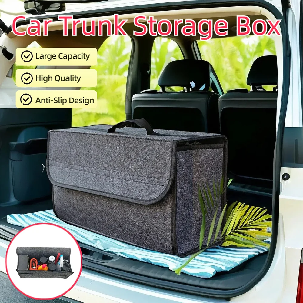 Large Anti Slip Compartment Boot Storage Organizer Tool Car Storage Bag Car Trunk Organizer Soft Felt Storage Box Accessories