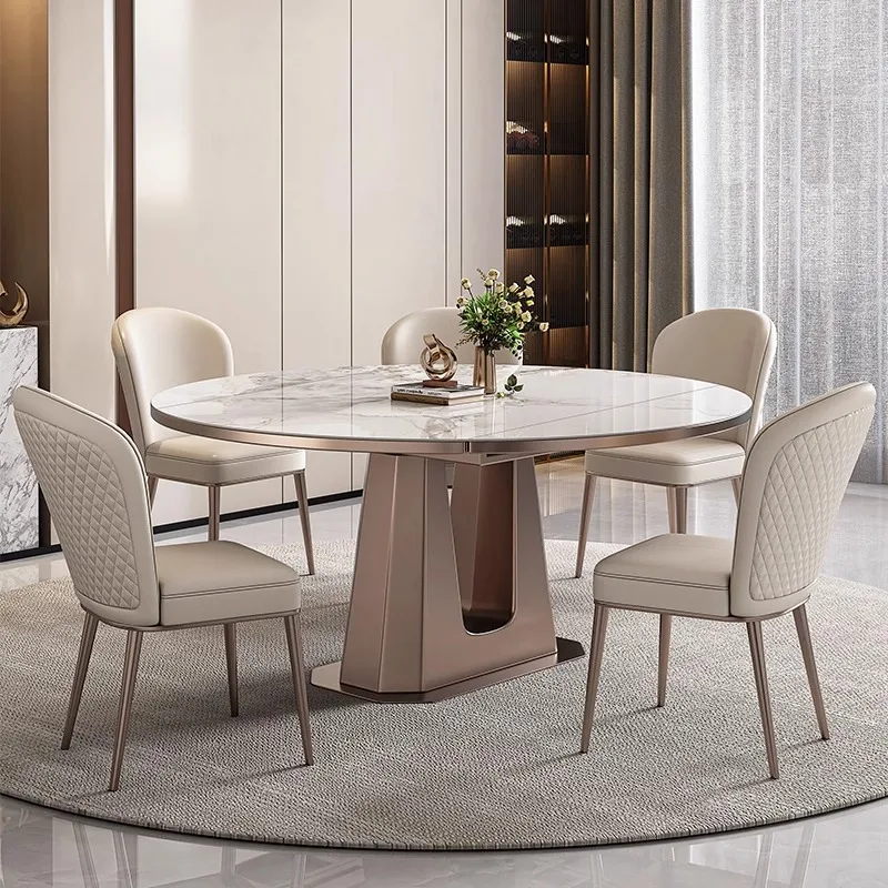 

Design Oval Dining Tables Modern Italian Salon Nordic Round Dining Tables Foldable Luxury White Mesa De Jantar Home Furniture