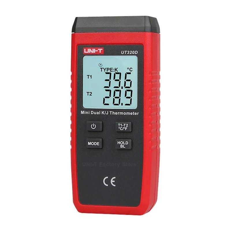 ترمومتر رقمي صغير ، مزدوج K J نوع حراري ، مقياس اختبار درجة حرارة عالية ، UT320A ، UT320D ،-50 ℃ إلى ℃