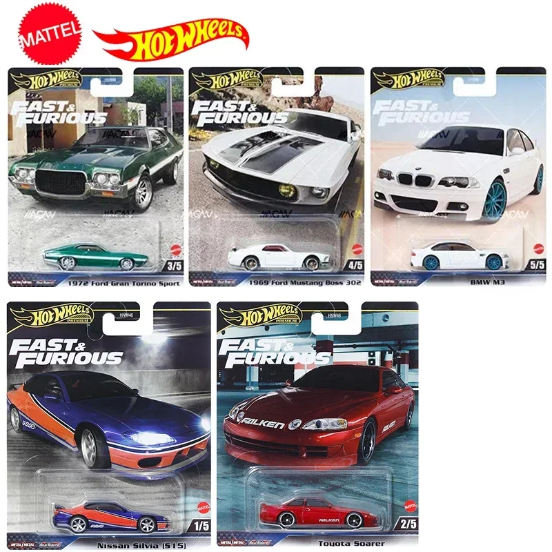 Hot Wheels Premium Fast & Furious Car, 1/64 Alliage, BMW, Toyota, Nissan, Silvia Ford, Gran Tor37, Mustang, Jouets pour garçons, Vrais coureurs,