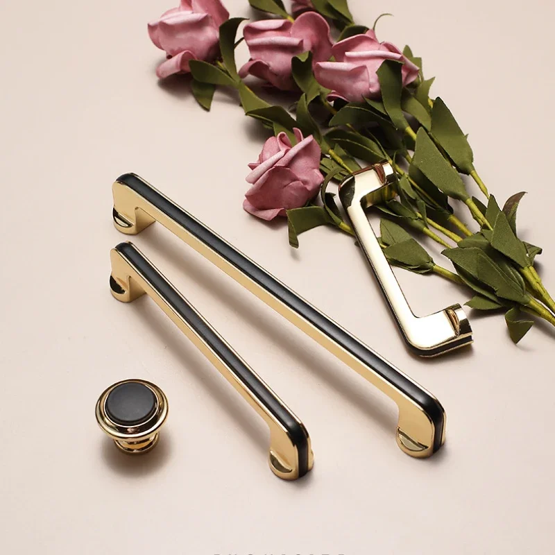 1 Pc Luxury Gold and Black Cabinet Handles Zinc Alloy Mini Knobs Kitchen Cupboard Wardrobe Door Pulls Furniture Handle Hardware