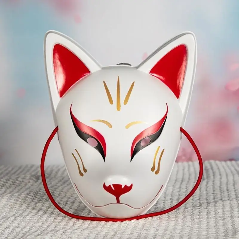 

B95F Foxes Mask Full Face Cats Mask Japanese Kitsune Kabukis Mask Halloween Masquerade Balls Party Cosplay Costume Accessories