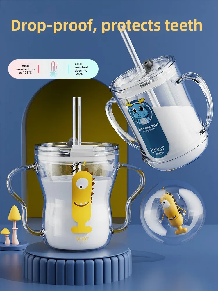 

Anti-Fall Milk Cup for Children with Lid And Scale Straw Cup Special for Preparing Milk Powder Suitable for 3 Year Old Babies...