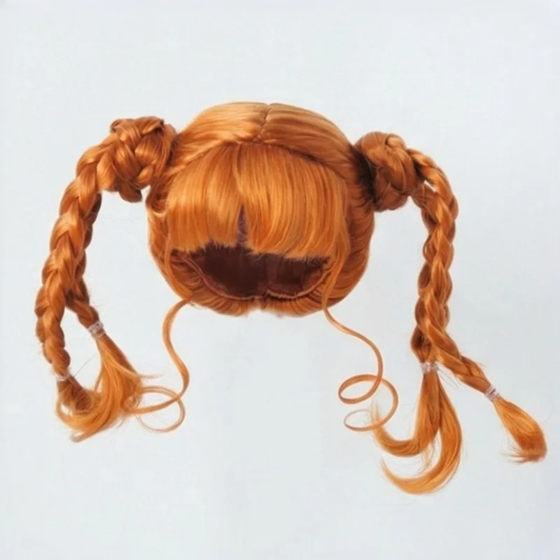 JD617  1/8 1/6 1/4  1/3  Full bangs with Double Braids pony Synthetic mohair BJD  wigs  OB11 YOSD MSD  SD  doll accessories