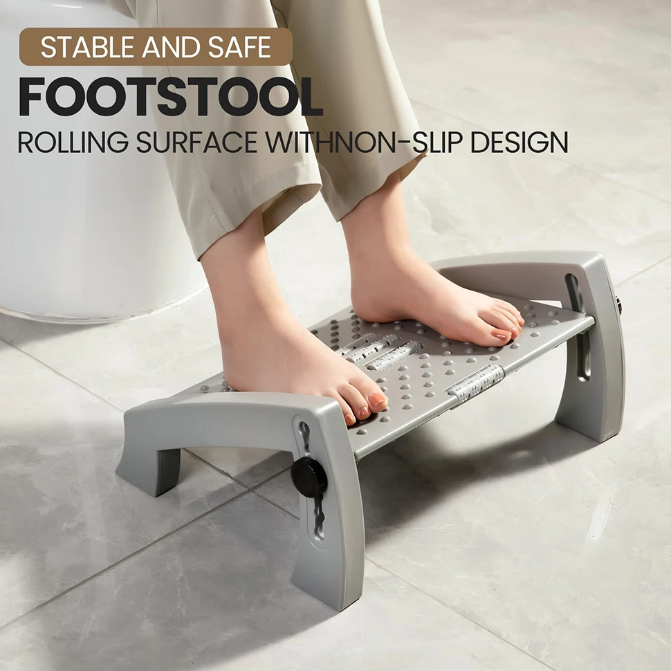 Foot Rest for Under Desk Adjustable Foot Rest Ergonomic Foot Stool Massage for Pressure Relief Portable Footstool Leg Rest Desk