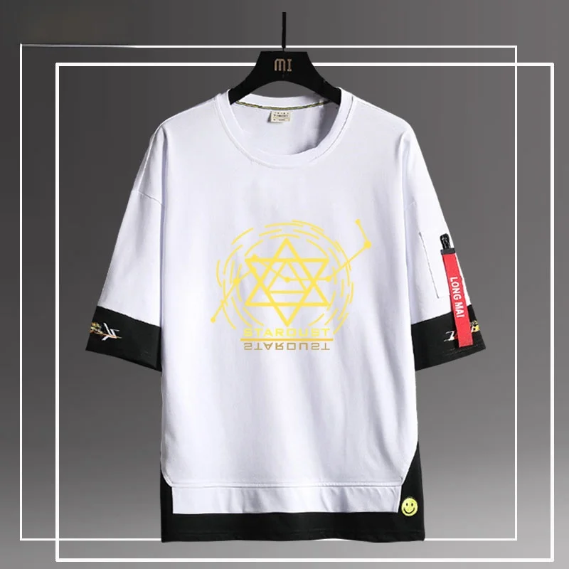 vocaloid-バーチャル歌手スターダスト半袖-tシャツユニセックス夏の学生ファッション綿通気性ラウンドネックトップ