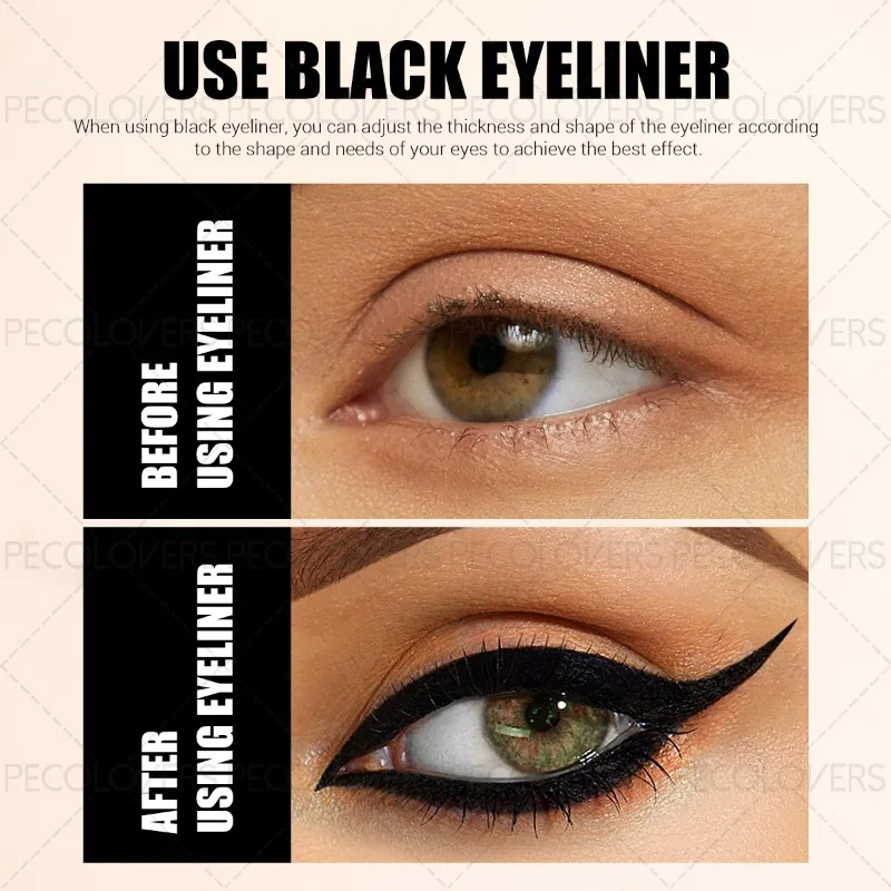 10 Stück schwarzer Eyeliner, wasserdicht und schweißfest, nicht leicht zu verschmieren, perfekter Eyeliner, anfängerfreundlich, Augenkosmetik