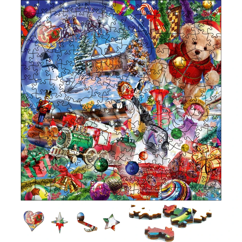 

Christmas Globe Wooden Jigsaw Puzzle Festival Gifts Toys For Adults And Children Wood Puzzles Holiday Gift Puzzle Toy For Kids