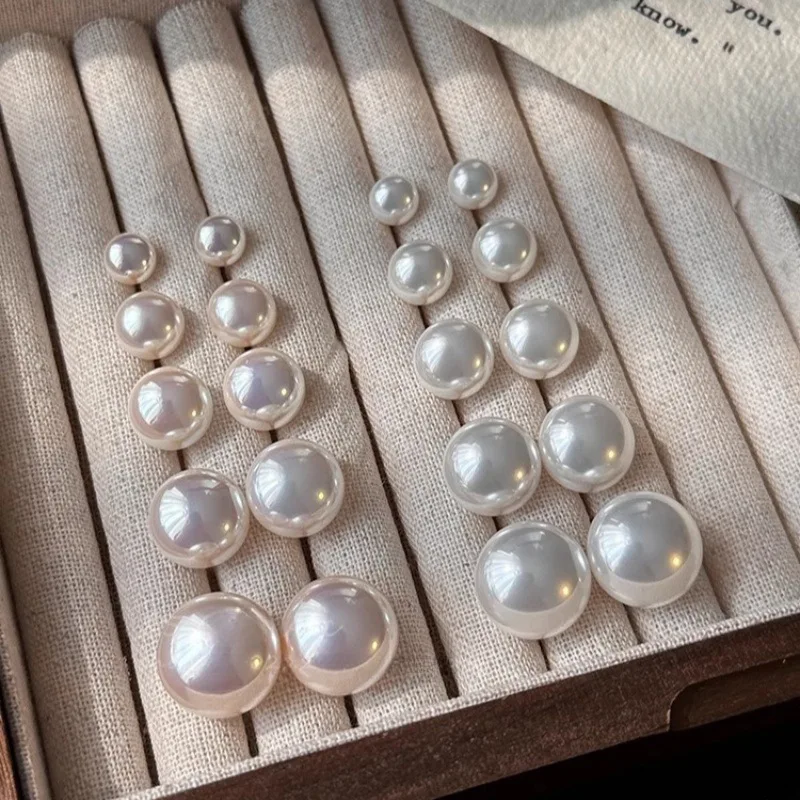 925 Silver Needle Elliptical Pearl Earnail Earrings for Women Fashion 8mm/10mm/12mm/14mm Oversized Pearl Wedding Party Jewelry
