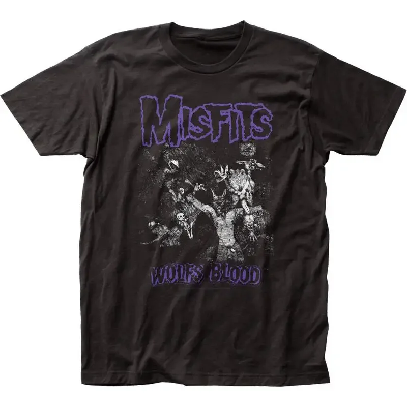 Misfits B W Wolf Äôs Blood T Shirt Mens Licensed Rock N Roll Music Retro Black