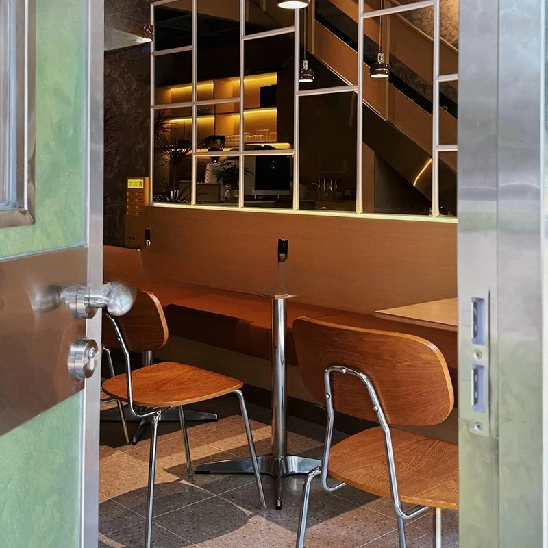 طاولة وكرسي مقهى على طراز العصور الوسطى وطاولة طعام من الخشب الصلب والشاي والحليب وطاولة مربعة صغيرة بسيطة #5