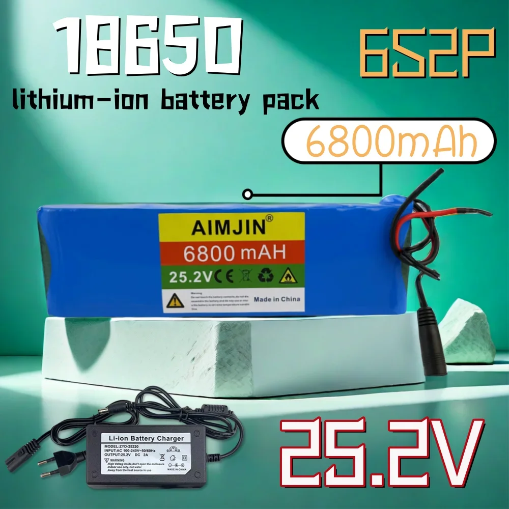 6S2P 18650 Lithium ion Battery Pack 25.2V 6800mAh Rechargeable Battery Built in BMS No Memory Effect