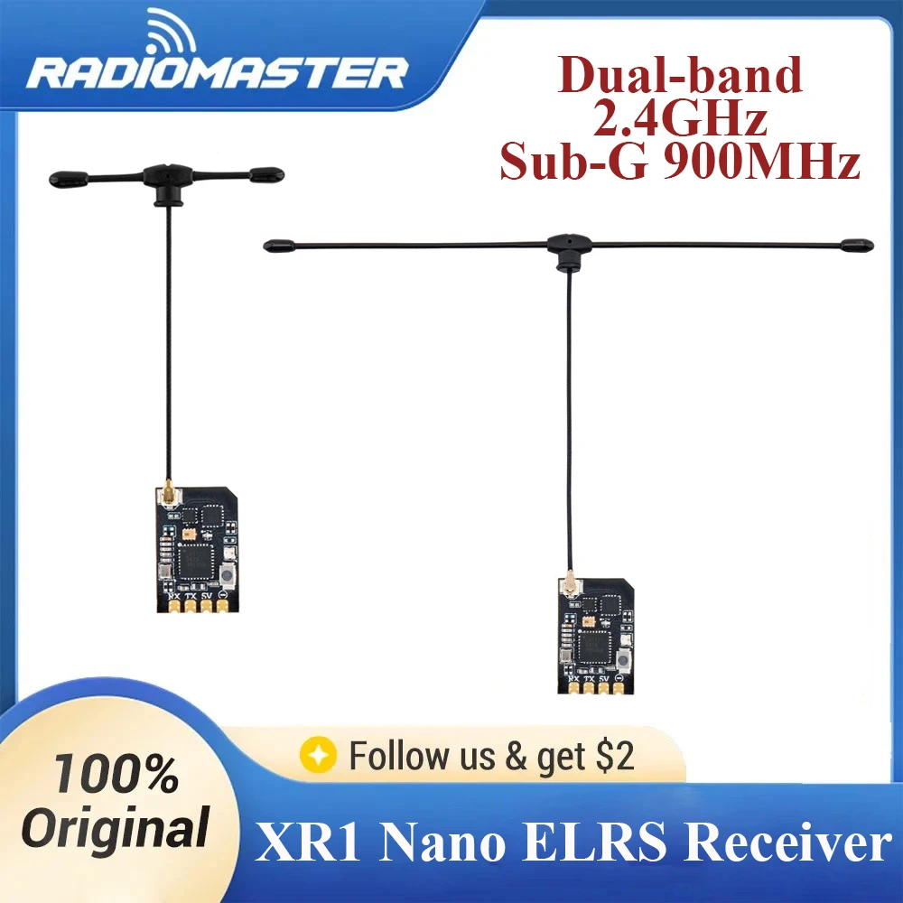 Radiomaster XR1 2.4GHz Sub-G 900MHz Çift Bantlı Semtech LR1121 Alıcı-Verici Nano Çok Frekanslı ELRS Alıcı