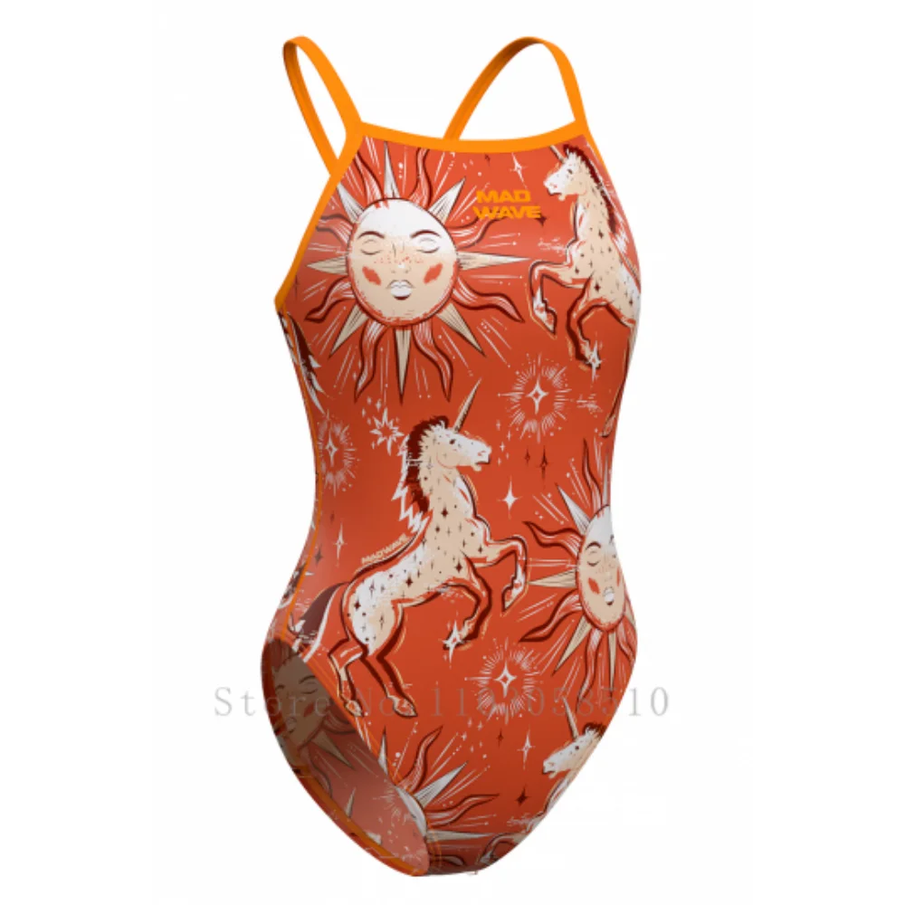 Female Swimsuit Pool Training Back Sexy One-piece Suit Swimwear Functional Training Swimsuit Swimminggown Skeleton Printing
