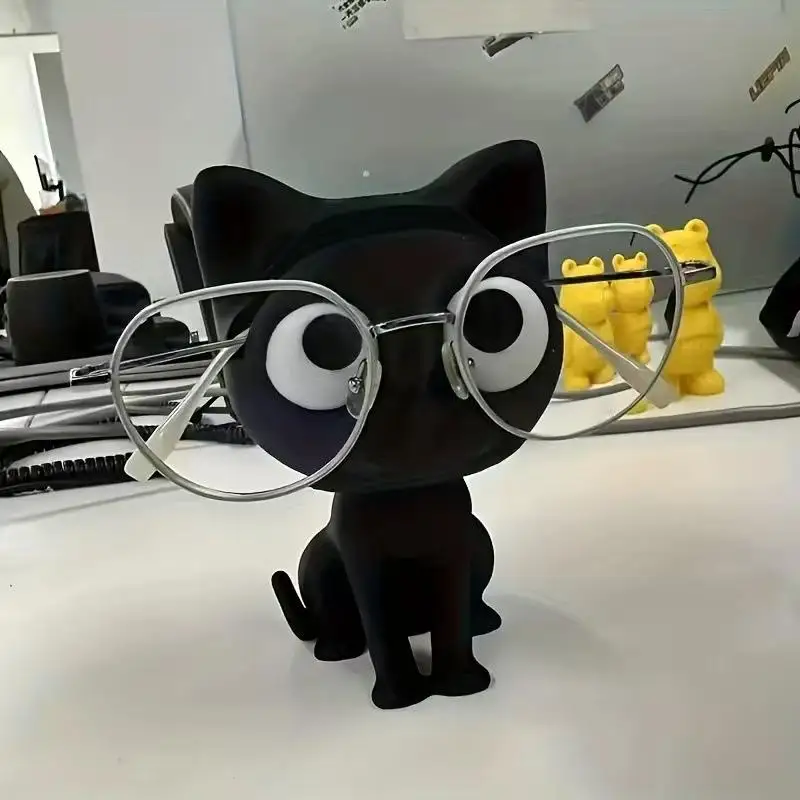 【Schick】3D-gedruckter Katzen-Brillenhalter, modischer Brillenständer mit sitzender Kätzchen-Positur, bezaubernder Schreibtisch-Organizer für die Dekoration von Zuhause und Büro