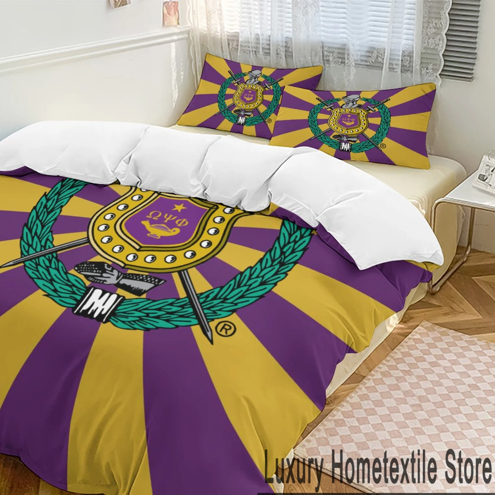 3D Omega Psi Phi OPP Bedding Set Duvet Cover Bed Set Quilt Cover Pillowcase Comforter king Queen Size Boys Adult Bedding Set