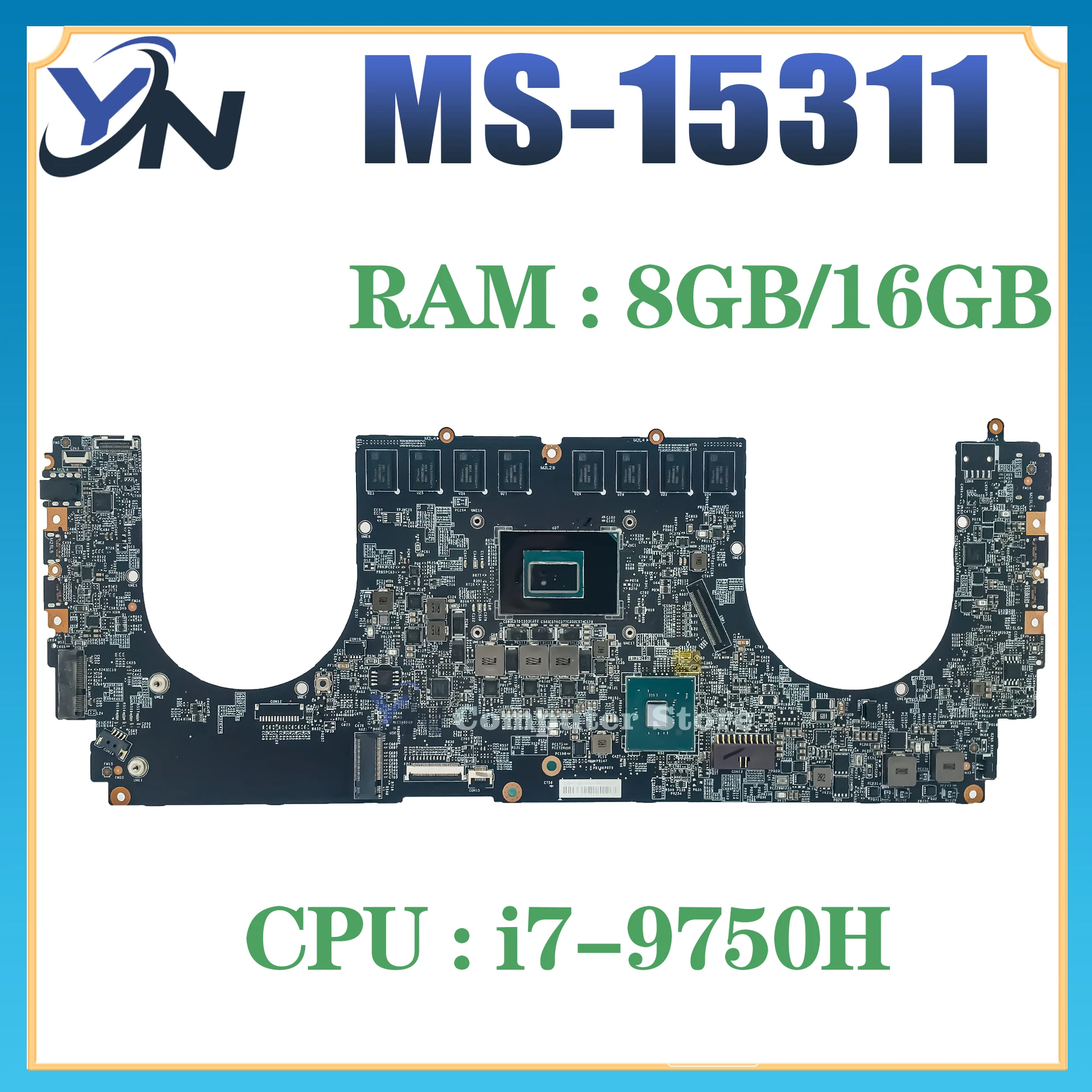 

MS-15311 Laptop Motherboard For MSI MS-1531 Odin-I MS-15311N1 I7-9750H 16G OR 8G-RAM Mainboard 100% Test OK