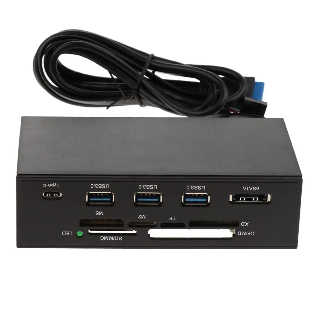 USB3.0 Front Panel Hub Multi Card Reader Type C Adapter for Desktop Computer 5.25 Bay Data Access