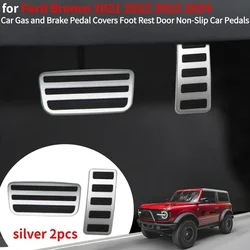 Car Gas and Brake Pedal Covers Foot Rest Door Non-Slip Car Pedals for Ford Bronco Interior Accessories 2021 2022 2023 2024