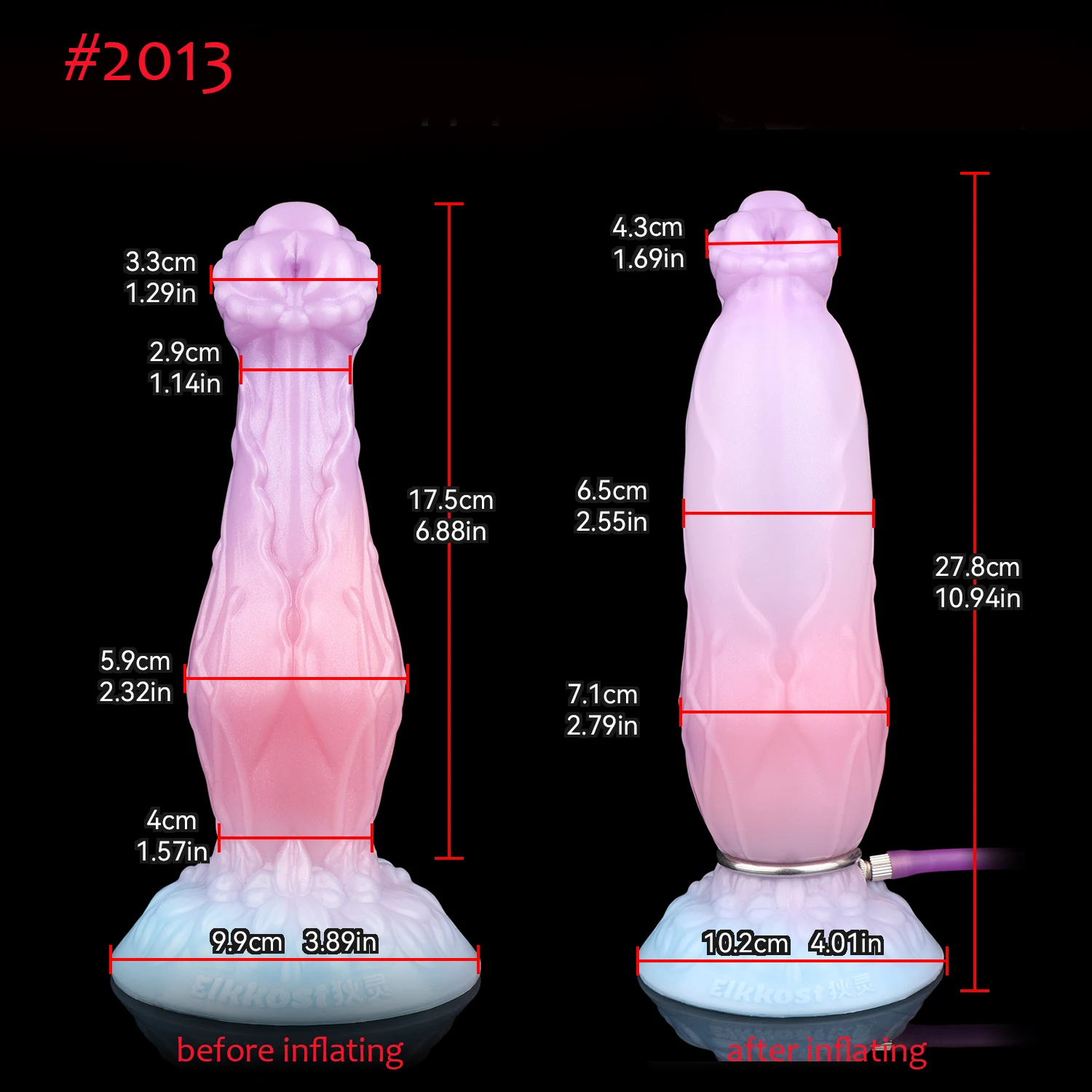 ELKKOST سيليكون الشرج موسع مع مصاصة نفخ الخيال التنين دسار قابل للتعديل سمك الكبار الجنس لعب للنساء الرجال