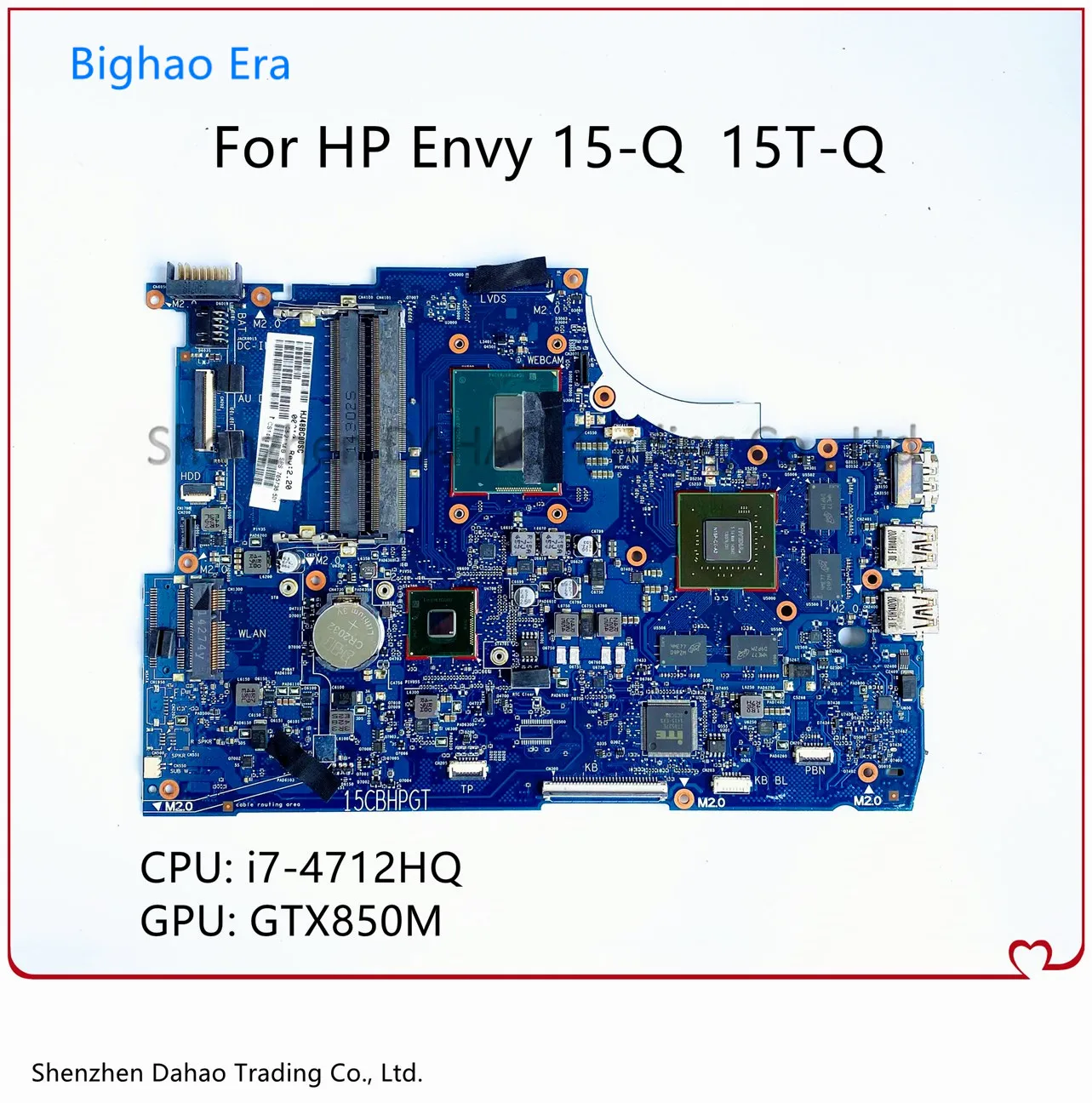 Placa base para ordenador portátil HP Envy 15-Q 15T-Q con i7-4712HQ CPU GTX850M 4G-GPU 6050A2628301-MB-A02 100%, funciona 765736-501 765736-001